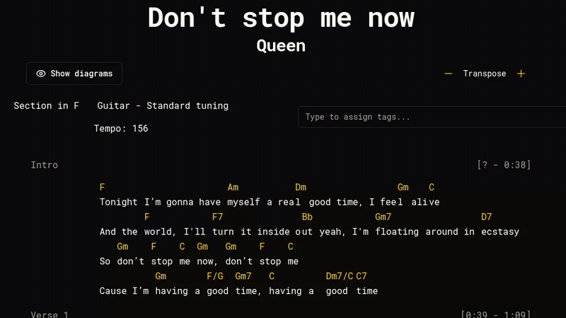 Transpose your songs!